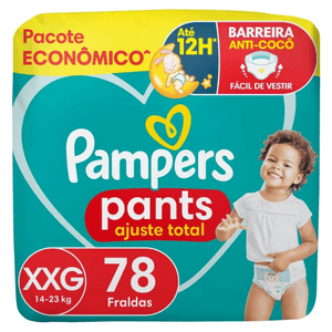 Fralda Pampers Pants Ajuste Total tamanho XXG, Fácil de Vestir, 78 Unidades