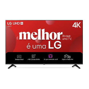 Smart TV 4K 55 LG UHD 55UA75 Processador α7 AI Ger8 4K Super Upscaling Google Cast Alexa Integrado Controle Remoto Padrão WebOS 25
