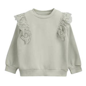 Blusão de moletom infantil babado de laise verde