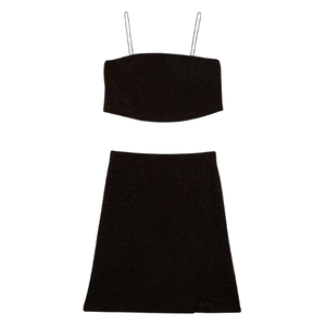 Conjunto juvenil de lurex brilhos alça fina preto