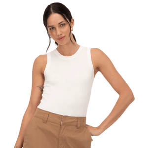 Regata de tricot com alça média off white